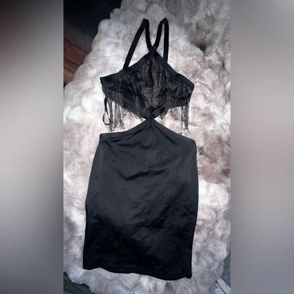 Dreamgirl Black fringe Dress, Medium - Picture 10 of 16